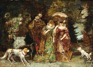 Kokoontuminen metsässä tekijältä Adolphe Joseph Thomas Moticelli