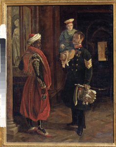 Kohtaus tuomioistuimessa. Adolphe Ladurnerin (1798-1856) maalaus, öljy kankaalle, noin 1840. 1800-luvun ranskalaista taidetta. Valtion Borodinon sota- ja historiamuseo, Moskova.