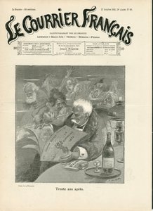 Kansi "" Le Courrier francais"", numero 43, Satirical in B & W tekijältä Adolphe Leon Willette