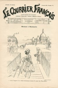 Kansi "" Le Courrier francais"", numero 5, Satirical in B & W tekijältä Adolphe Leon Willette