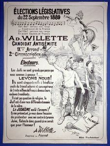 Juliste, joka edistää taiteilijan valintaa syyskuun 1889 parlamenttivaaleissa