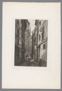 Gezicht op de Rue Saint Eloi Vanha Paris Rue Saint Eloi (otsikko esineessä) France etsen uit 1874 (sarjan nimi) Etsaus vuonna 1874 (sarjan nimi)