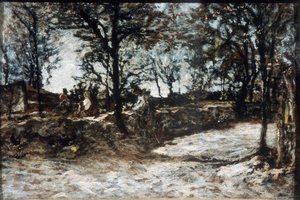 Maisema. Fontainebleau, 1800-luku. tekijältä Adolphe Joseph Thomas Monticelli
