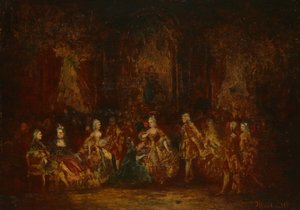 Henkilöt Louis XV -asuissa, n. 1880.