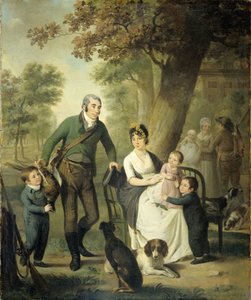 Jonkheer Gysbert Carel Rutger Reinier van Brienen van Ramerus (1771-1821) vaimonsa ja neljän lapsensa kanssa tekijältä Adriaan de Lelie
