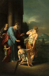 Abraham lähettää pois Hagarin ja Ismaelin - - Raamattu