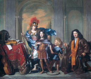 Hollanti: Allegorische portretgroep van de familie De Bordes met Minerva Allerorical Group Portrait, luultavasti Anthony de Bordes Sr. jättää poikansa Anthonyn Minervan hoiviin.