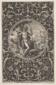 Pariisi koristeellisessa kehyksessä groteskeilla, n. 1580-1600. tekijältä Adriaen Collaert