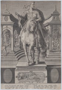 Levy 1: Julius Caesarin hevospatsas edestä katsottuna, jossa kohtaus..., n. 1587-89.