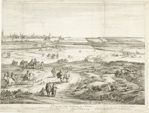 Näkymä Bethunesta (oikea arkki) Veuë de la Ville de Bethune en Artois (otsikko esineessä) tekijältä Adriaen Frans Boudewyns