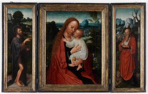 Madonna Johannes Kastajan ja Pyhän Hieromuksen kanssa (öljy paneelissa)