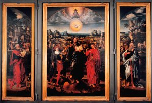 Tryptic of Saint Pancrace - Adriaen Isenbrantin maalaus puulle (Adrien Ysenbrant, Ysenbrandt, Hysebrant) (1490-1551) 1500-luvun debyytti Dim 185x270 cm Genes, chiesa di san Pancrazio