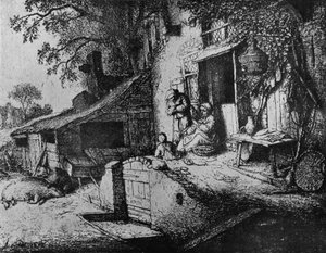 Pyörivä nainen, 1652 tekijältä Adriaen Jansz. van Ostade