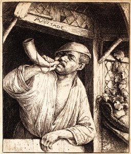 Baker soitti torveaan, noin 1670 tekijältä Adriaen Jansz. van Ostade