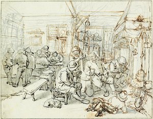 Talonpoikaiskomppania tavernassa, n. 1675 tekijältä Adriaen Jansz. van Ostade