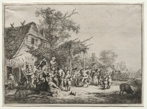 Festivaali säleikön alla. tekijältä Adriaen Jansz. van Ostade
