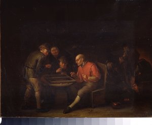 Flemingit pelaavat noppaa. (Flemingit leikkivät noppaa). Adriaen Jansz van Ostaden (1610-1685) maalaus. hollantilainen koulu. Öljy kankaalle. Gatchina Palace Museum, Pietari. tekijältä Adriaen Jansz. van Ostade