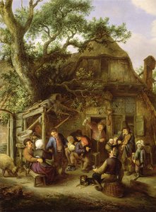 Happy Peasants, 1648 (yksityiskohta) (katso 242086) tekijältä Adriaen Jansz. van Ostade