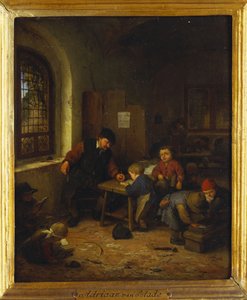 Kouluhuoneen sisustus, 1666 tekijältä Adriaen Jansz. van Ostade
