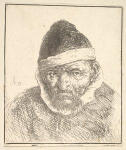 Vanhus valkokaulus ja kärkihattu, 1610-85. tekijältä Adriaen Jansz. van Ostade