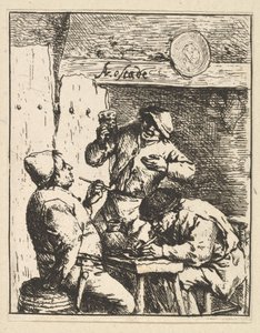 Laulaja seisoo kahden tupakoijan välissä, 1610-85. tekijältä Adriaen Jansz. van Ostade
