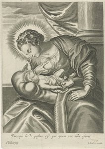 Maria ruokkii Kristus-lapsia tekijältä Adriaen Lommelin (attributed to workshop of)