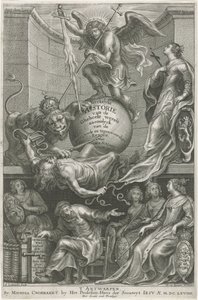 Allegorinen otsikkosivu, jossa kaadettu Envy Nimisivu: C. Hazart, Kerckelycke historie, 1669