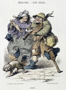 Gueux soittaa katumusiikkia, Hollanti, XVII vuosisata. tekijältä Adriaen Pietersz van de (after) Venne