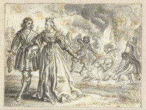 Morsiamen häävalmentaja poltetaan takanaan tekijältä Adriaen Pietersz van de Venne