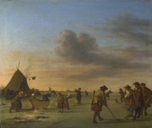 Golfaajia jäällä lähellä Haarlemia, 1668 tekijältä Adriaen Velde van de