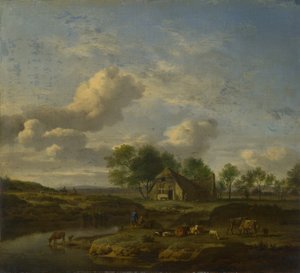 Maisema maatilan kanssa puron varrella, 1661 tekijältä Adriaen Velde van de