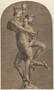 Mercury Abducting Psyche, n. 1620. tekijältä Adriaen de Vries