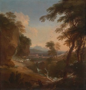 Maisema kaukaisten vuorten kanssa, n. 1698.