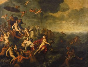 Galatea ja Acis (Ovidius, Metamorphoses, kirja XIII) tekijältä Adriaen van Nieulandt (I)