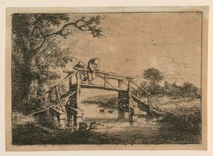 Kalastaja sillalla tekijältä Adriaen van Ostade