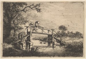 Kaksi onkijaa sillalla, 1647. tekijältä Adriaen van Ostade