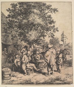 Viulisti ja pieni urkuhiomaaja, 1610-85. tekijältä Adriaen van Ostade