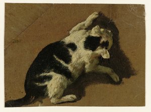 Kissa leikkii lähellä seinää tekijältä Adriaen van de Velde (attributed to)
