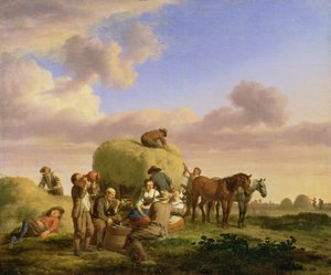 Heinäntekijät lepäämässä pellolla tekijältä Adriaen van de Velde