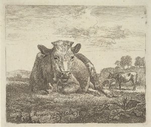 Makaava lehmä, eri eläimistä, 1657. tekijältä Adriaen van de Velde