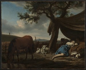 Nukkuvat paimenet, 1663. tekijältä Adriaen van de Velde