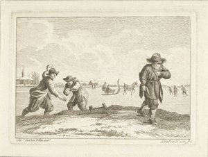 Lumipallonheittimet, kaiverrus Anthonij van der Haer, n. 1745-85 (etsaus) tekijältä Adriaen van de Velde