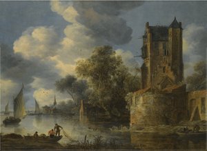 Jokimaisema bastionin kanssa tekijältä Adriaen van der Cabel