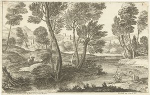 Maisema kahden kalastajan kanssa Kaksi kalastajaa Maisemat, sarja kolme (sarjan nimi)