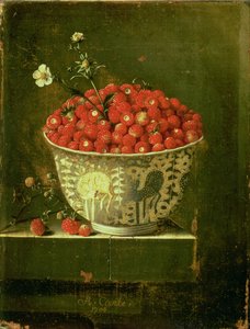 Villimansikoita kiinalaisessa Wanli Kraak posliinikulhossa, 1704