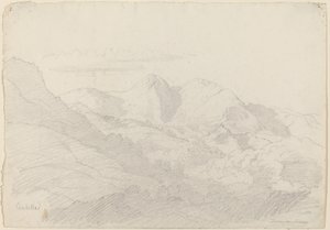 Sabine Hills ja Rocca Santo Stefano Civitellasta nähtynä tekijältä Adrian Ludwig Richter
