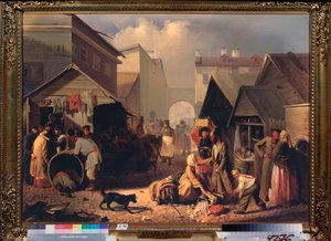 Buvette a Saint Petersburg (virkistyskoju Pietarissa) - Adrian Markovich Volkovin (1827-1873) maalaus, öljy kankaalle tekijältä Adrian Markovich Volkov