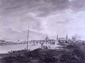 View ng Dresden, c.1788 (tinta at hugasan sa ibabaw ng grapayt sa papel)finn