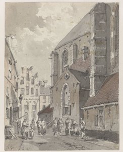 Näkymä Amersfoortissa, St. Joriskerkin oikealla puolella tekijältä Adrianus Eversen