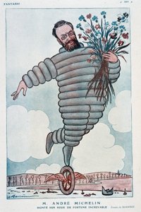 Andre Michelinin ja Bibendumin sarjakuva - Adrien Barreren (1877-1931) kuvitus elokuvassa "Fantasio" 1.7.1923